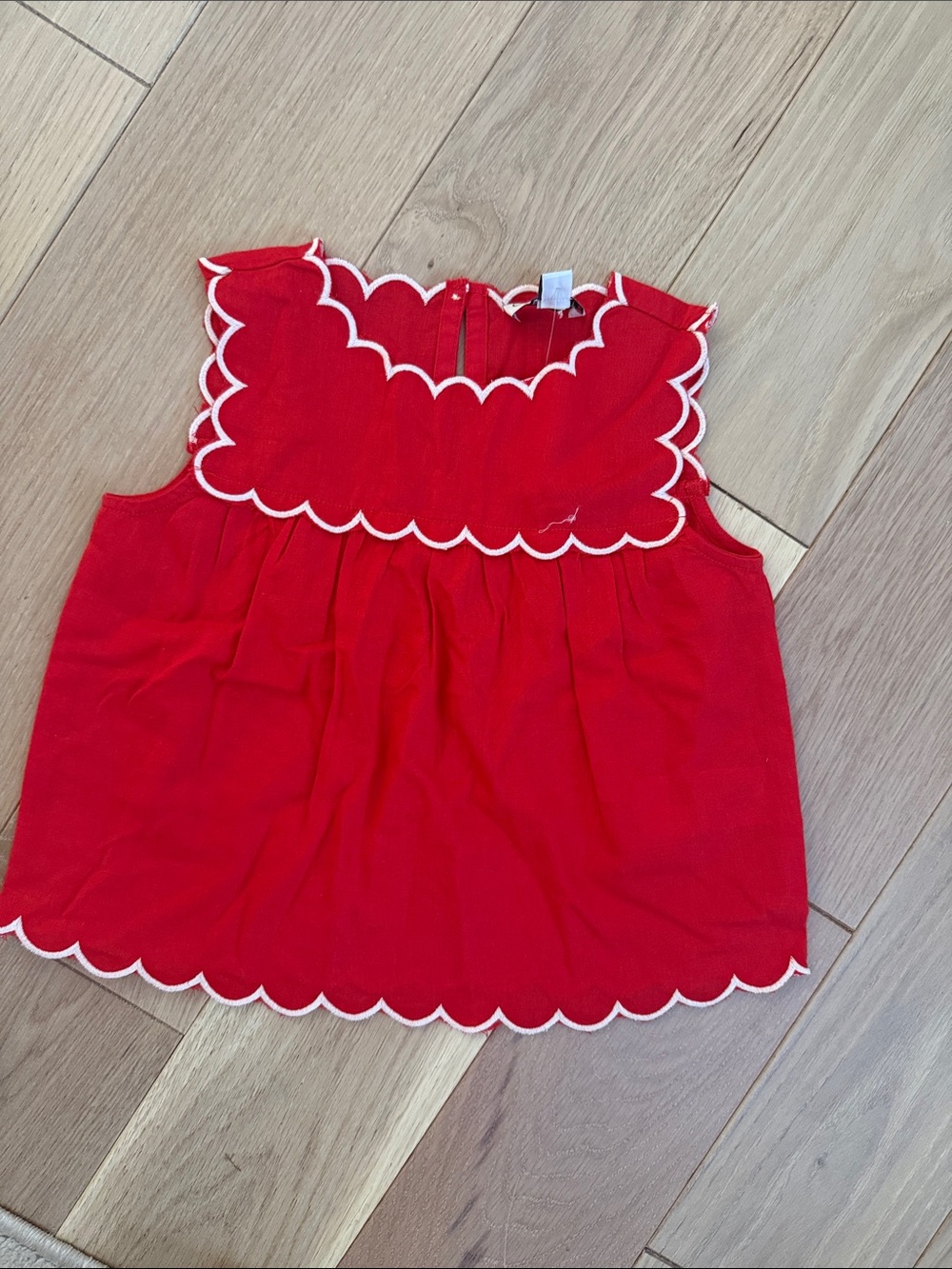 J. Crew kids Red Scalloped Sleeveless Top